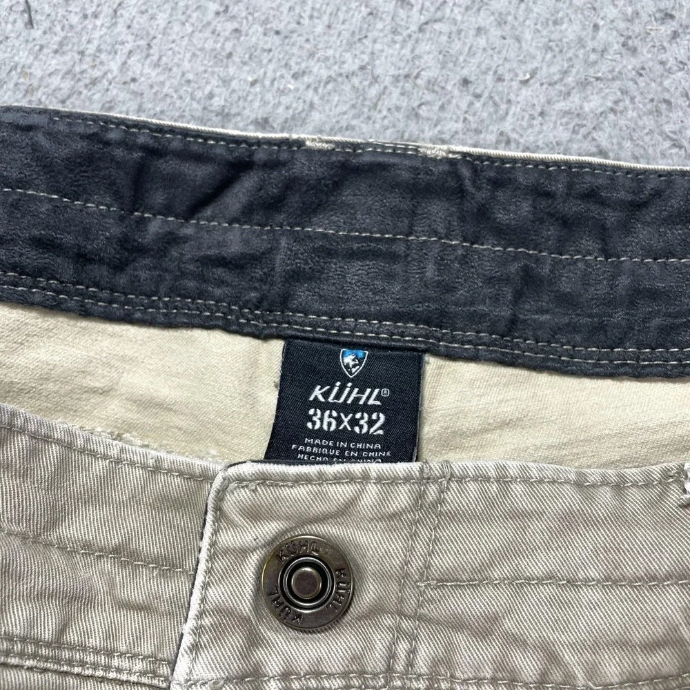 Kuhl Rydr Pants Mens 36x31 Beige Canvas Relaxed Fit Workwear Heavily Distressed